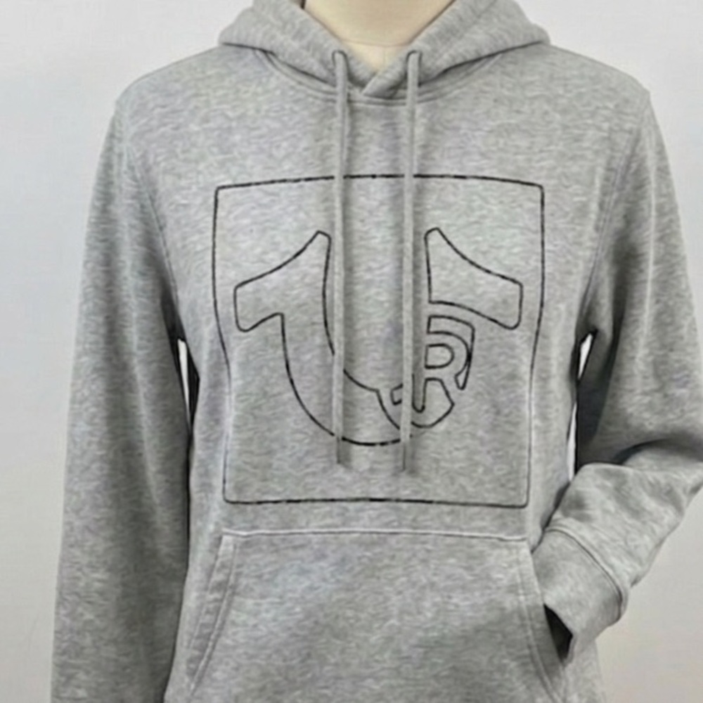 True Religion Heather Gray Hoodie - Big Logo - Boys Medium / Mens XS